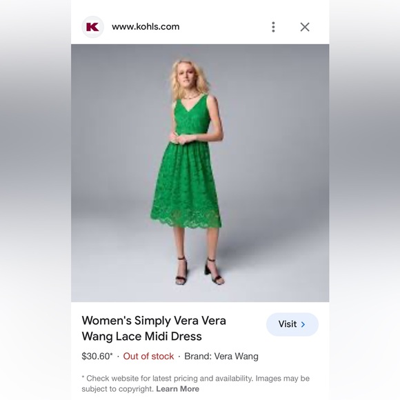 NWT simply Vera Wang midi lace dress size small emerald green - Picture 7 of 8